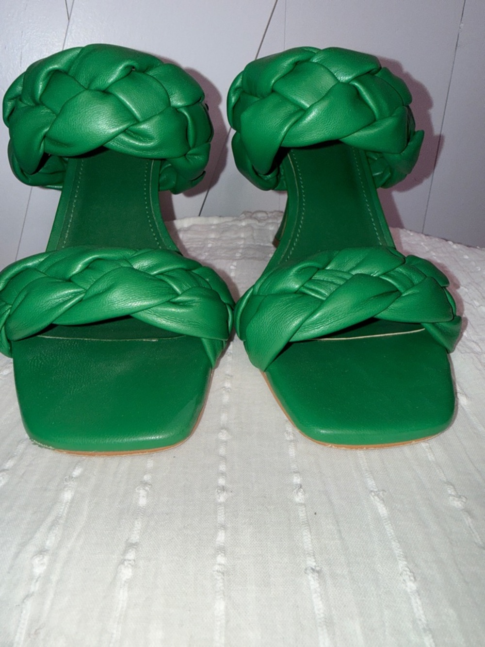 GUESS Green Braided Double-Strap Slide Heels - Picture 8 of 8